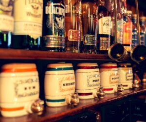 Pary of the whiskey selection Mother Mac's whiskey bottles